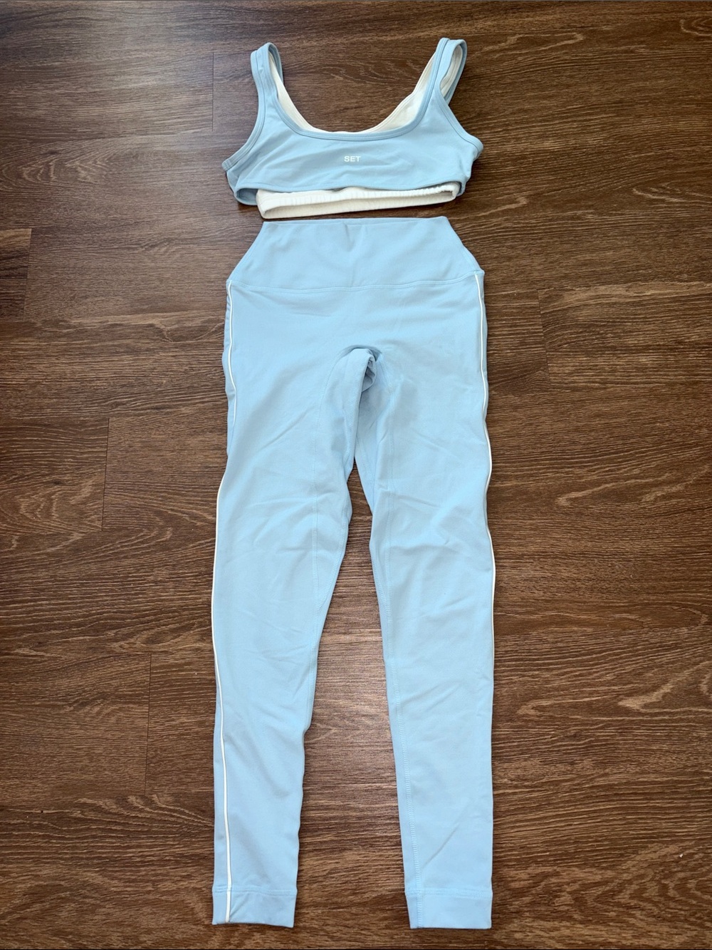 SET Active Formcloud Parke Pipe Leggings & Sports Bra Set in Overcast (size S)